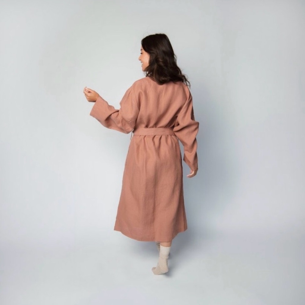 Parachute Linen Robe In Clay Size Small - Picture 3 of 12